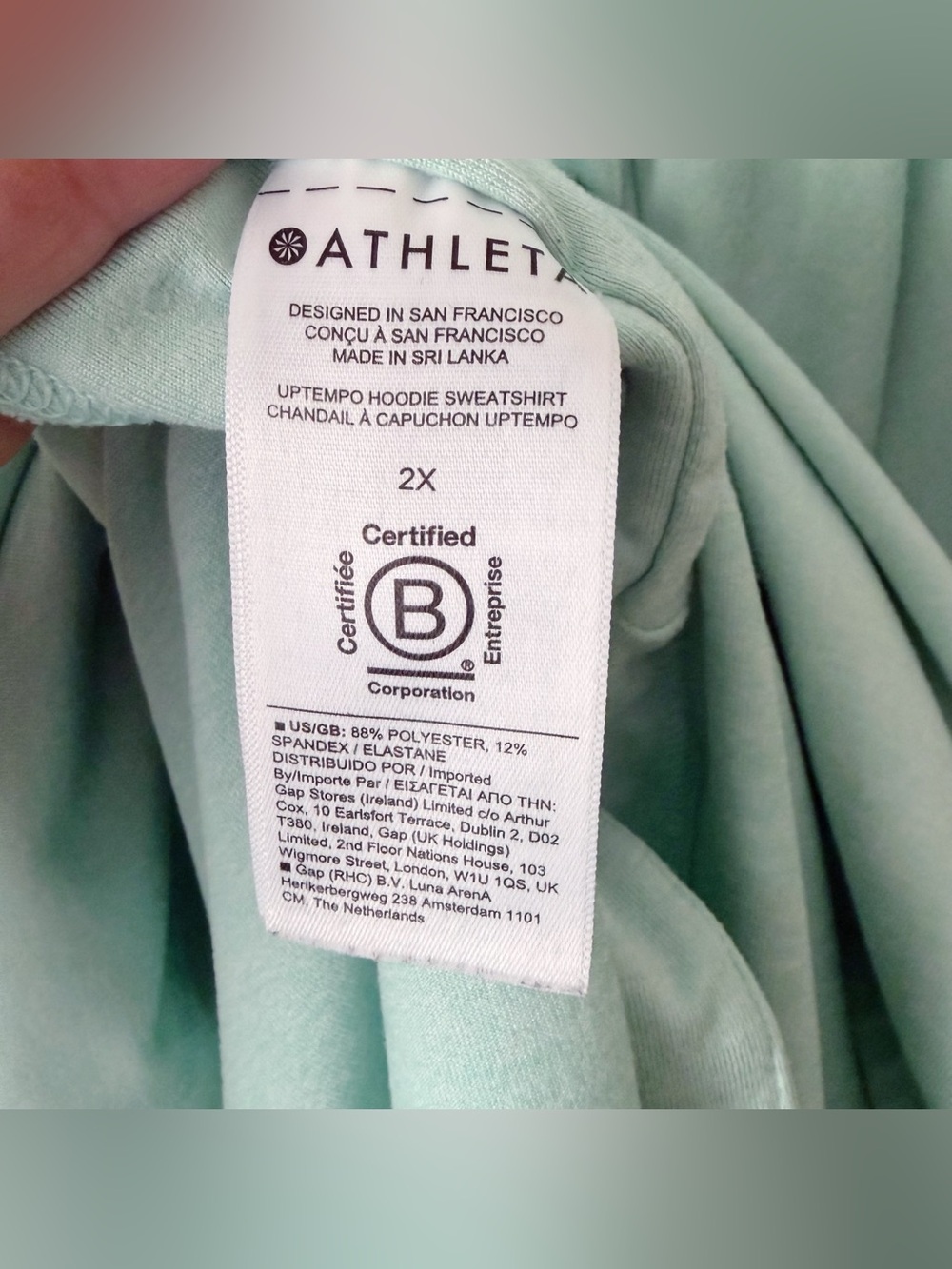 Athleta | Uptempo Hoodie Sweatshirt Athleisure Activewear Mint Green Plus 2X - Picture 9 of 9